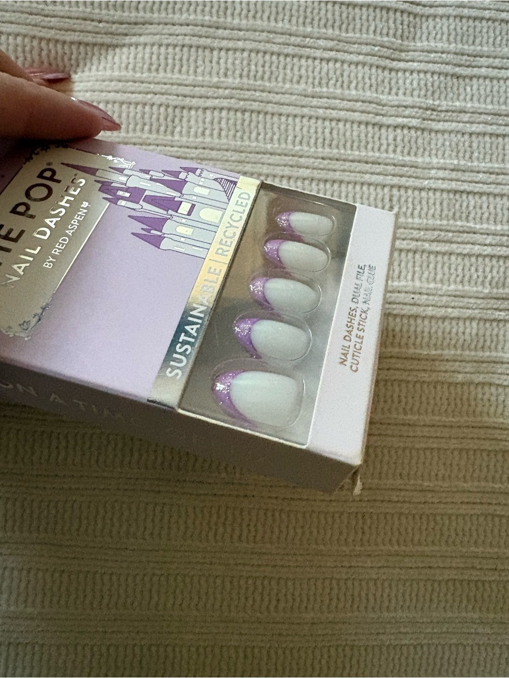 Nail Dashes Red Aspen Purple Glitter Tip Press On Nails Once Upon A Time Ofelia - Picture 6 of 9